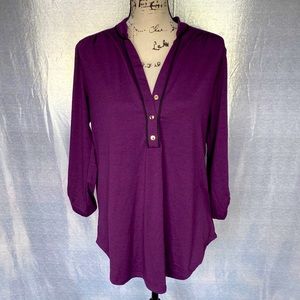 Purple button down top